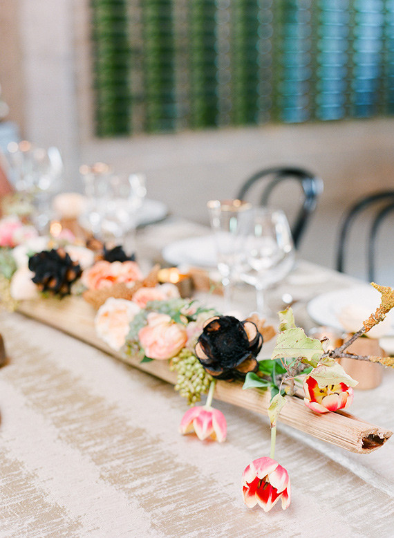 Romantic modern wedding tablescape