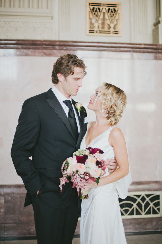 Black & gold wedding portrait