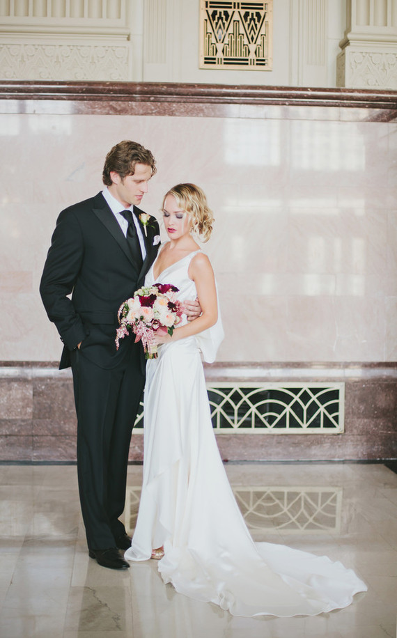 Black & gold wedding portrait