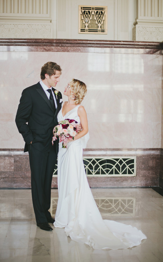 Black & gold wedding portrait
