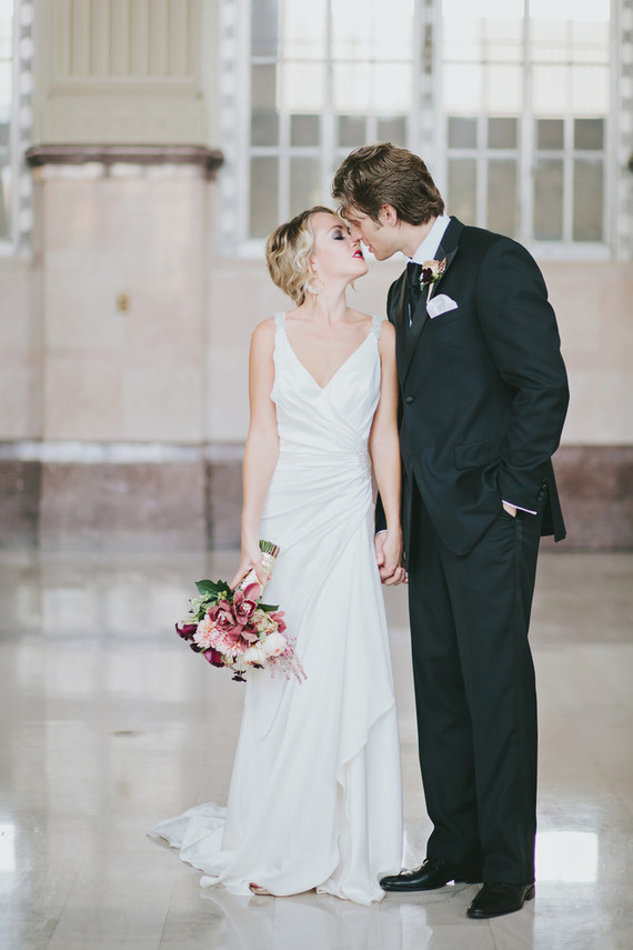 Black & gold wedding portrait