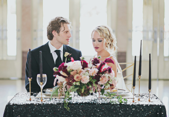 Black & gold wedding portrait