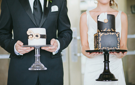 Black & gold Art Deco wedding cakes
