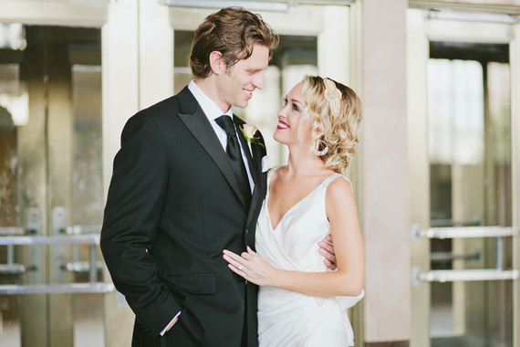 Black & gold wedding portrait