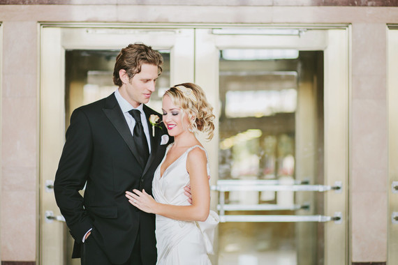 Black & gold wedding portrait