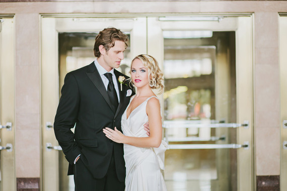 Black & gold wedding portrait
