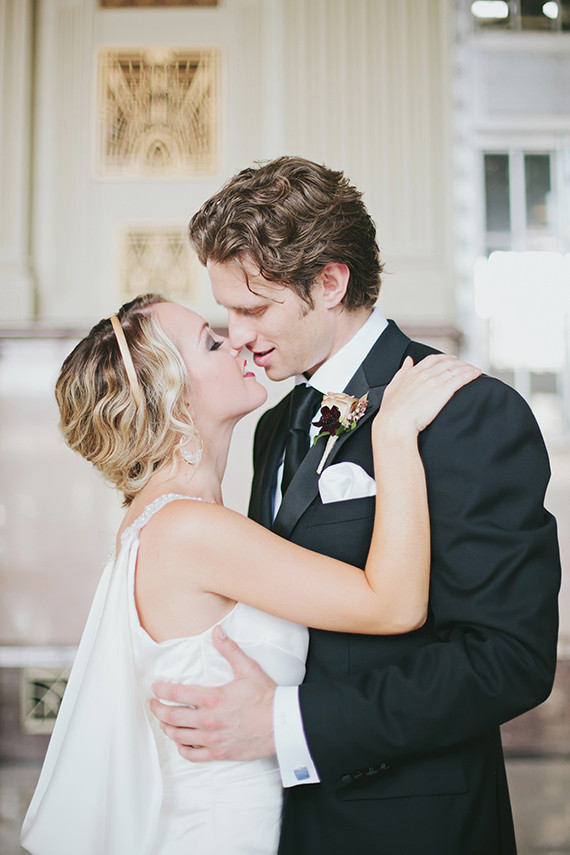 Black & gold wedding portrait