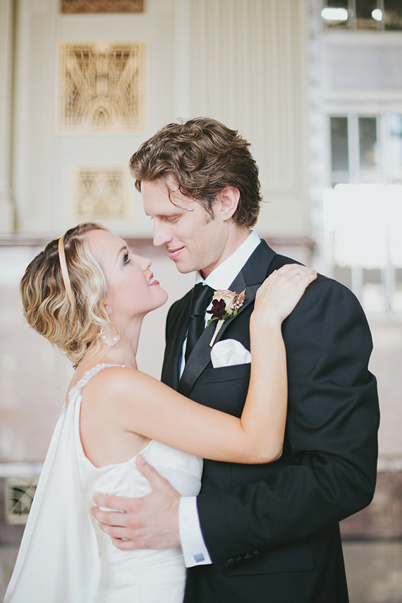 Black & gold wedding portrait