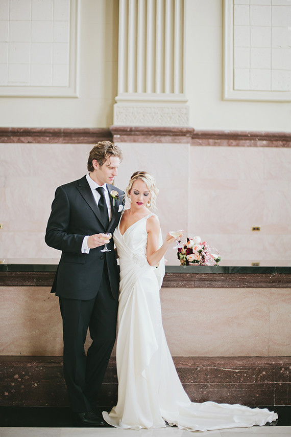Black & gold wedding portrait
