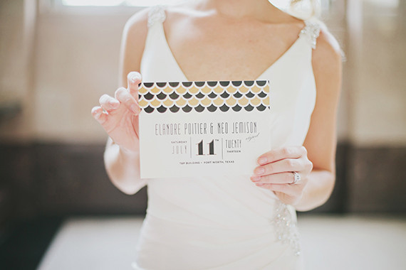 Art Deco black and gold wedding invite