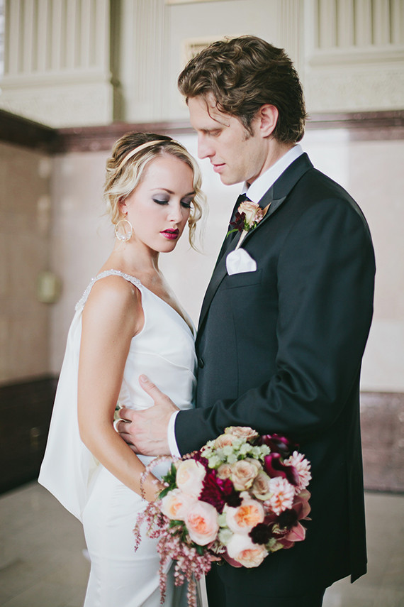 Black & gold wedding portrait