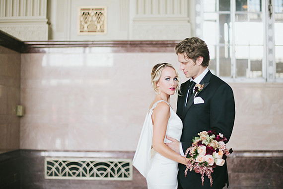 Black & gold wedding portrait