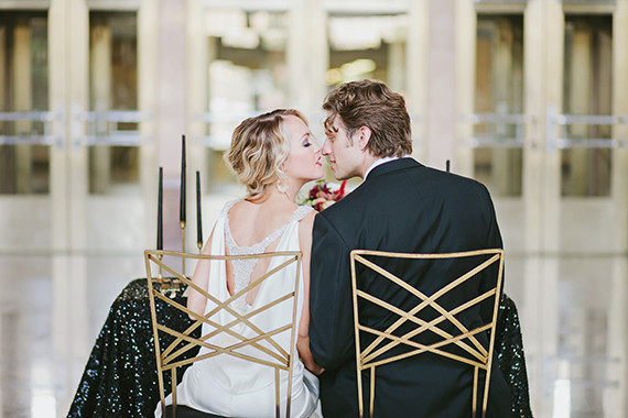 Black & gold wedding portrait