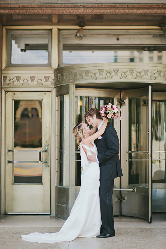 Black & gold wedding portrait