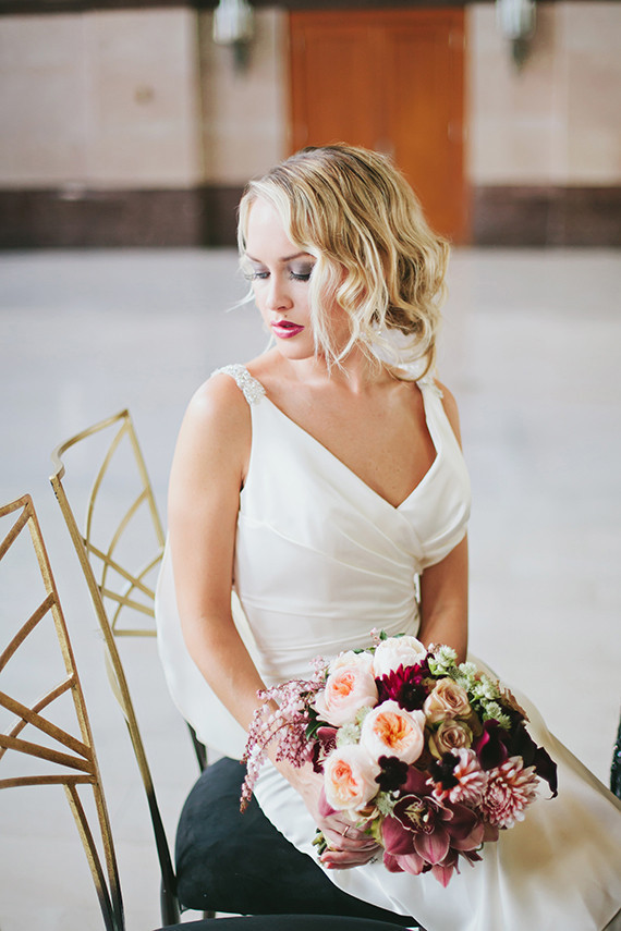 Light pink and maroon bouquet