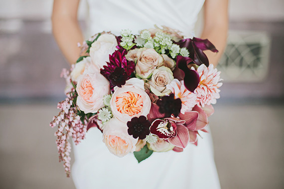 Light pink and maroon bouquet