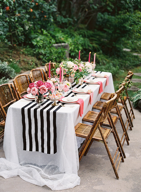 Pink, black and gold dinner party Wedding Inspiration