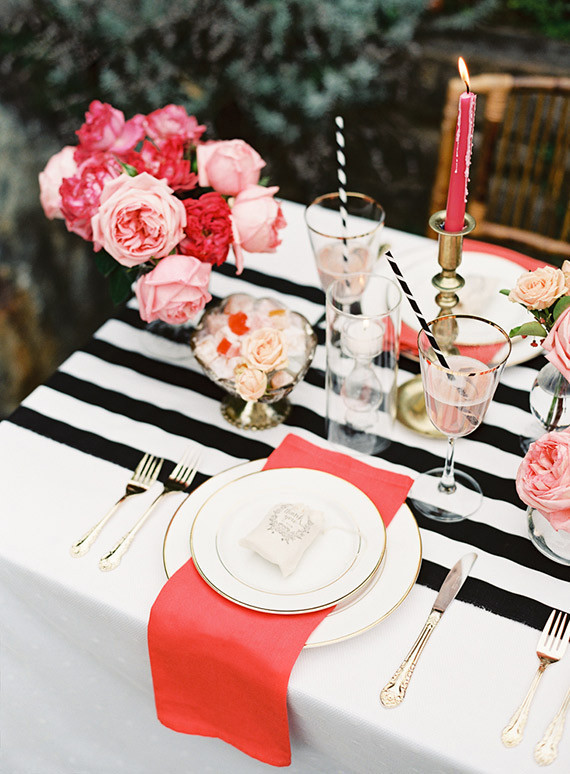 Pink, black and gold dinner party Wedding Inspiration