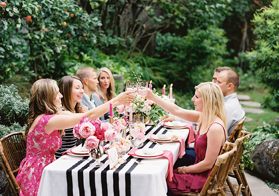Pink, black and gold dinner party Wedding Inspiration