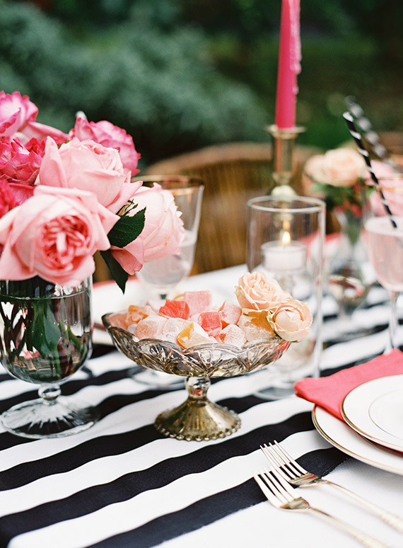 Pink, black and gold dinner party Wedding Inspiration