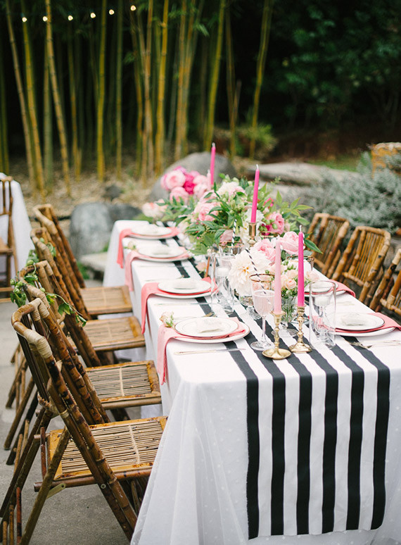 Pink, black and gold dinner party Wedding Inspiration