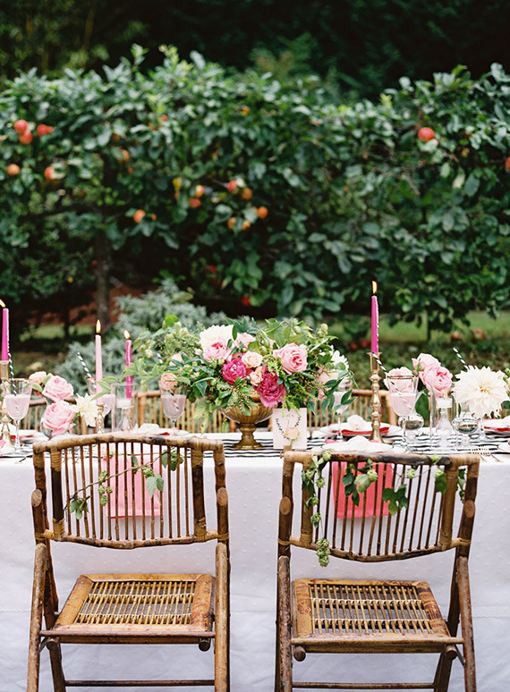 Pink, black and gold dinner party Wedding Inspiration