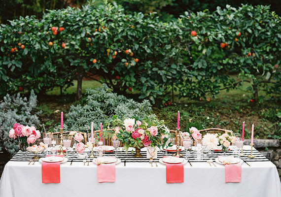 Pink, black and gold dinner party Wedding Inspiration