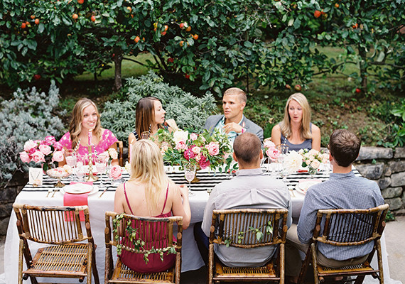 Pink, black and gold dinner party Wedding Inspiration