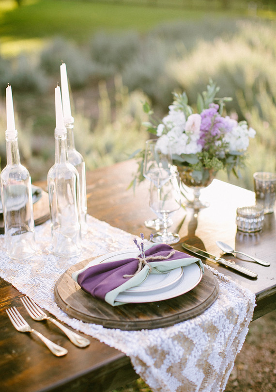 Lavender farm wedding inspiration place setting