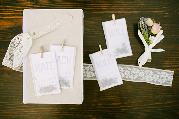 Cream and white escort cards