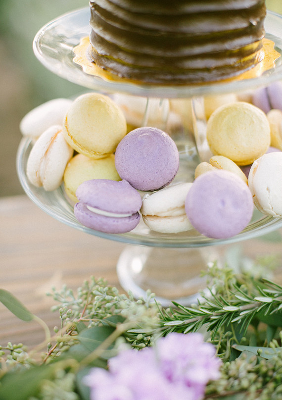 Purple and yellow macaroons