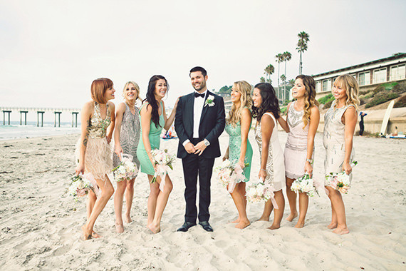 Groom with bridesmaids