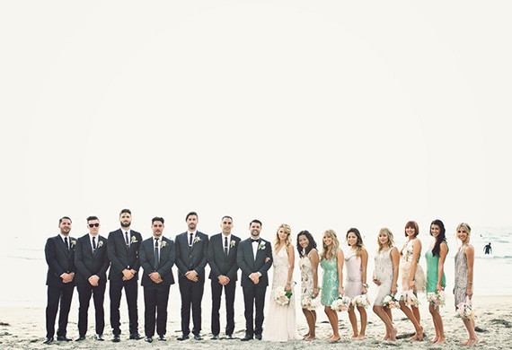 Beach wedding party