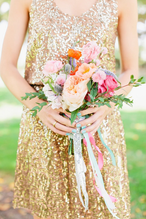 Bridesmaid colorful bouquet