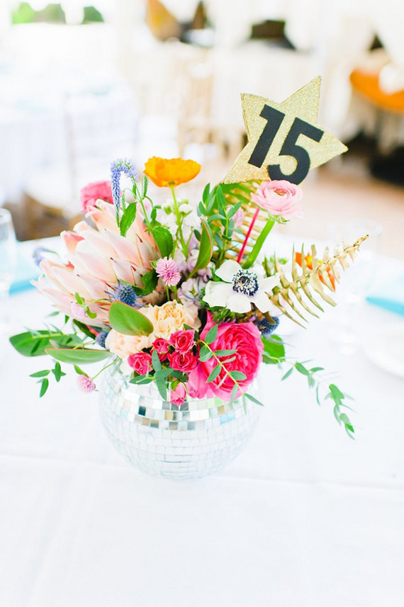 80's pop themed wedding table number Inspiration
