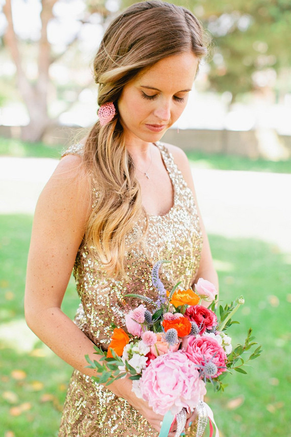 Bridesmaid colorful bouquet