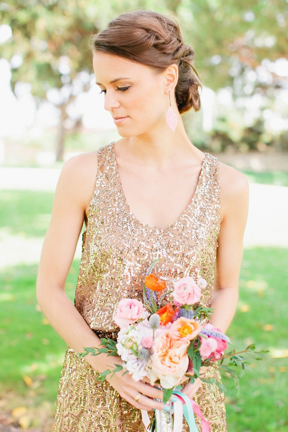 Bridesmaid colorful bouquet