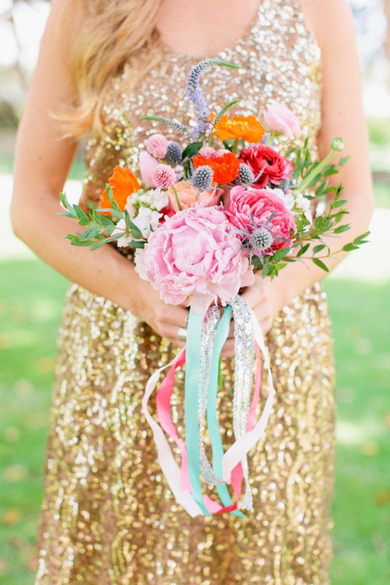 Bridesmaid colorful bouquet