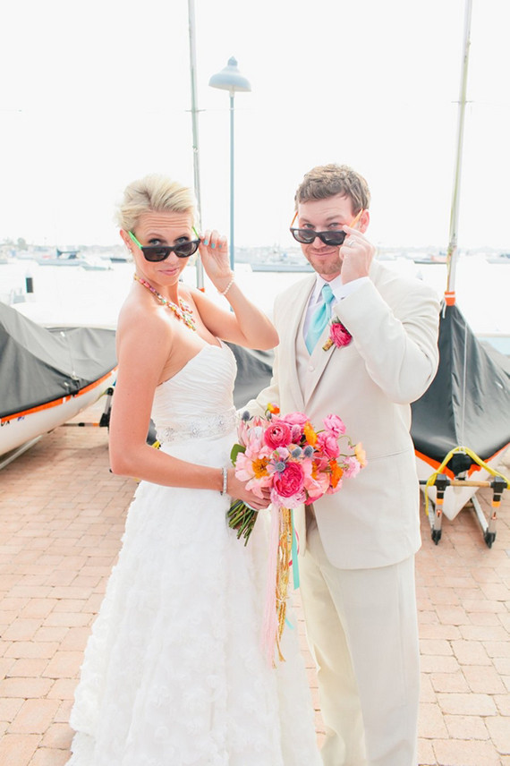 Beachside wedding portrait