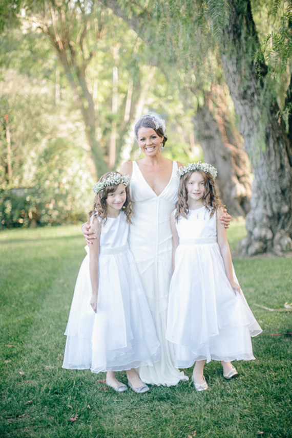 Bride with flower girls