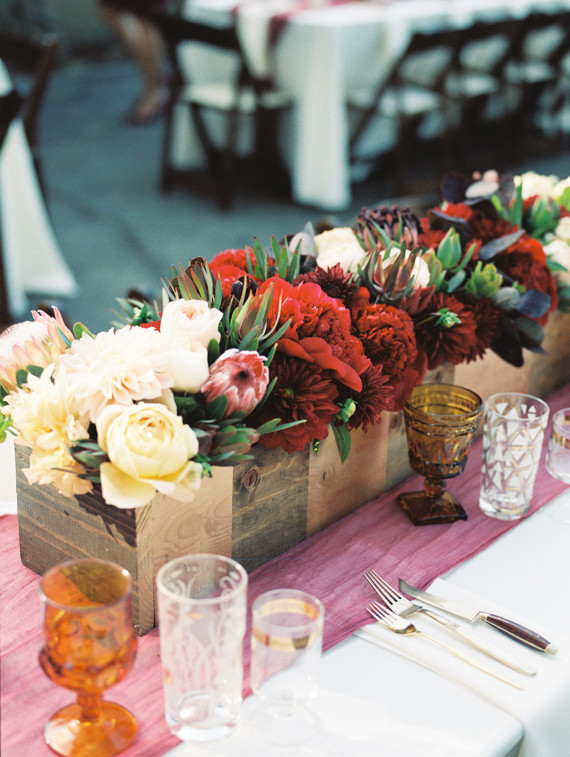 Southern California ranch wedding flower decor