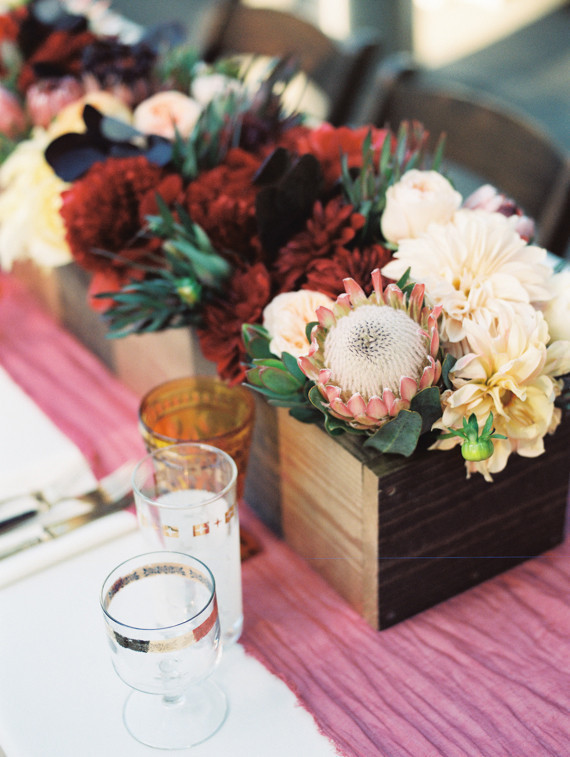 Southern California ranch wedding flower decor
