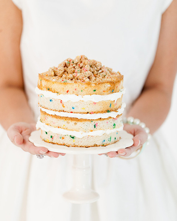Naked rainbow confetti cake