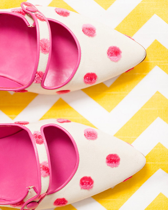 Pink and white polka dot shoes