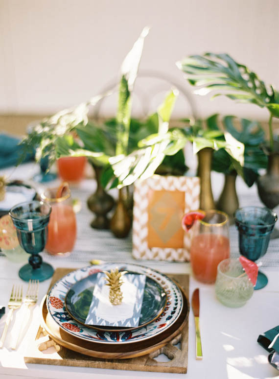 tropical wedding place setting