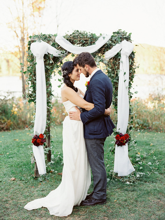 Rustic Fall Wedding Ceremony Portrait