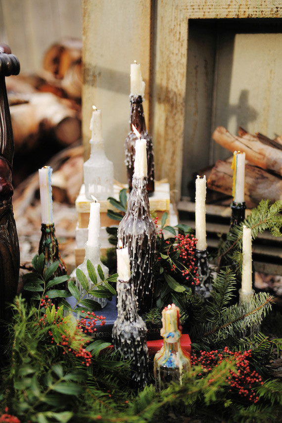 Rustic Christmas inspired candle sticks Inspiration
