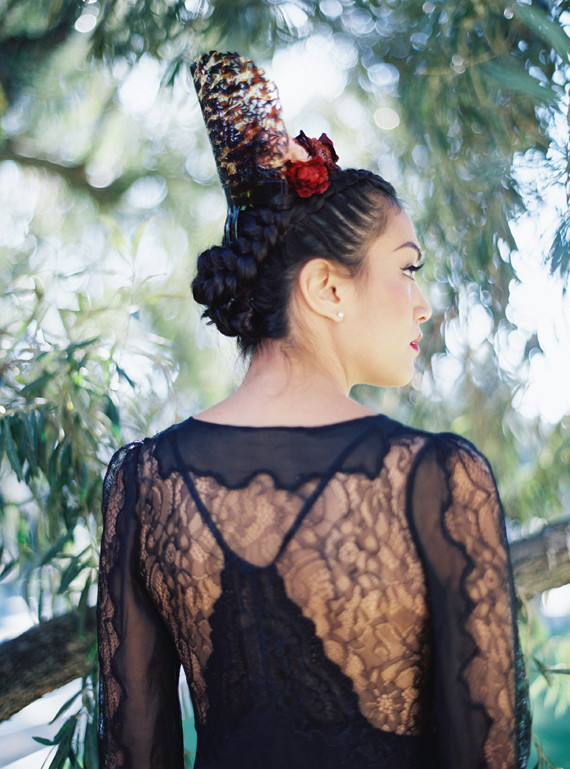 Black lace wedding dress