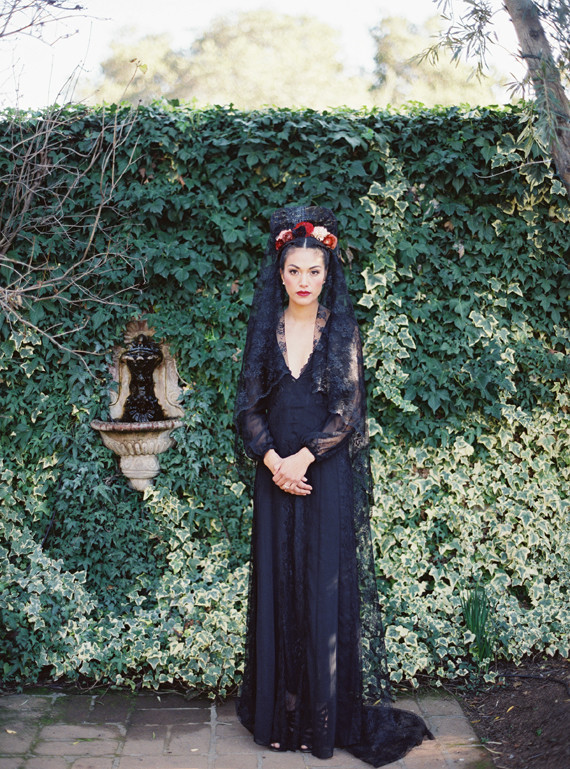 Black lace wedding dress