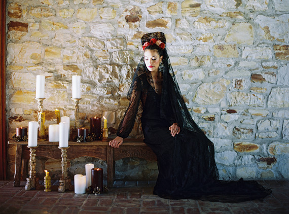 Black lace wedding dress